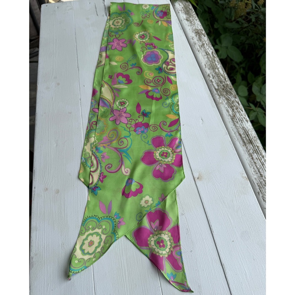 Green Floral Paisley Skinny Scarf Neck Tie Accessory 8x64